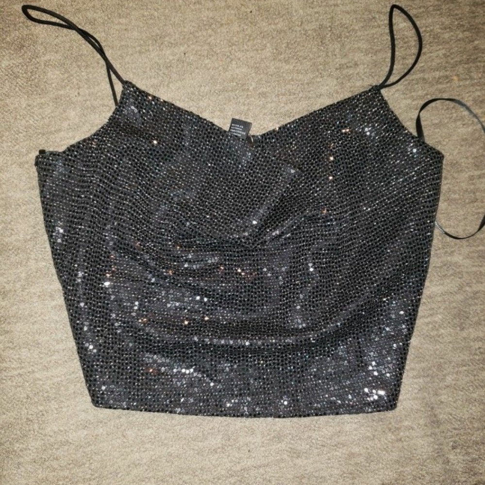 Black sequin forever 21 top